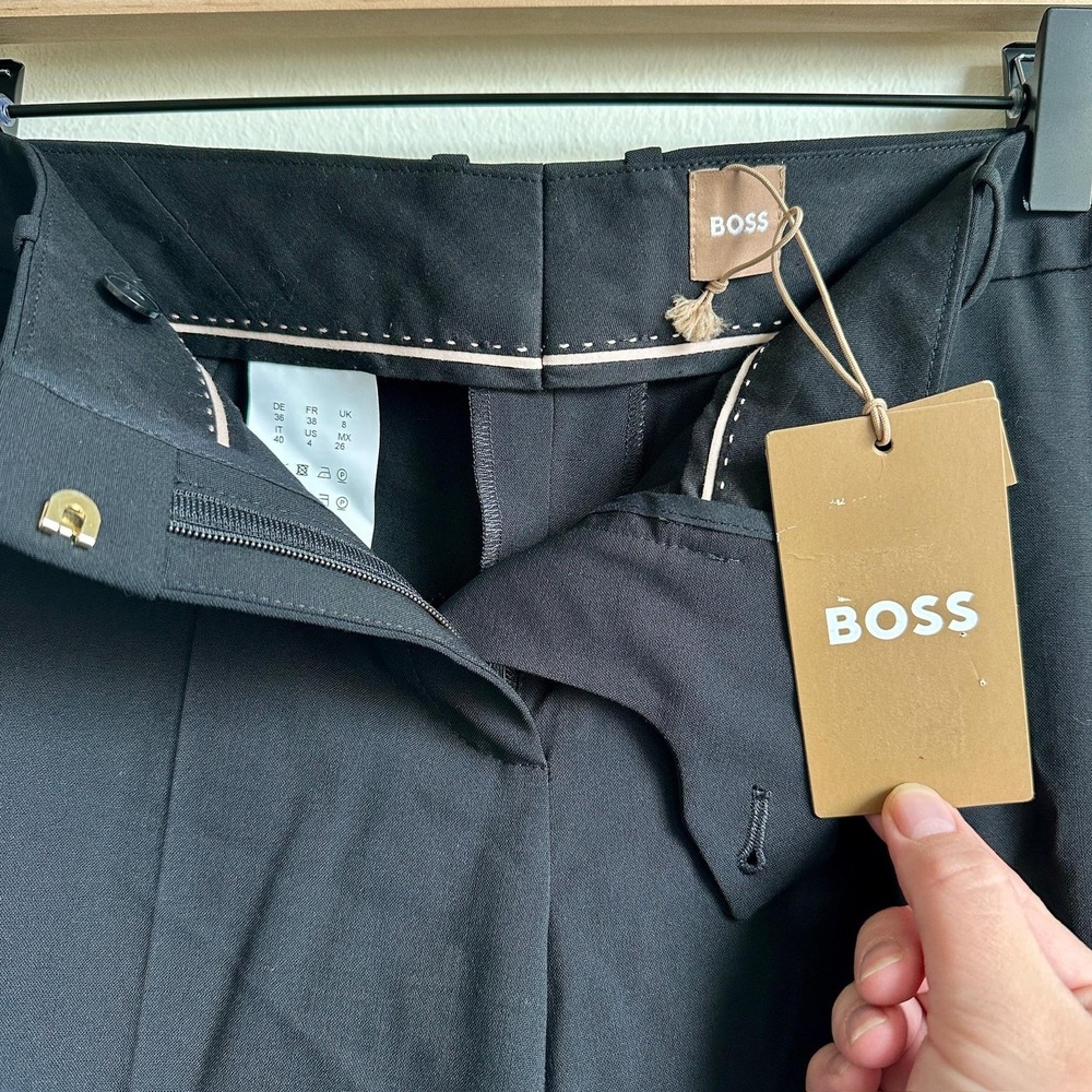 BOSS Pants Womens 4 Black Dress Slim Tapered Office Wear Career Suit New - Picture 5 of 5
